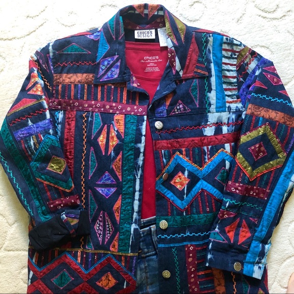 Chico's Jackets & Blazers - 🌷✨HP✨🌷Multicolored Embroidered Denim Jacket